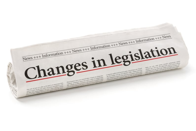 Newspaper with headline reading Changes in legislation