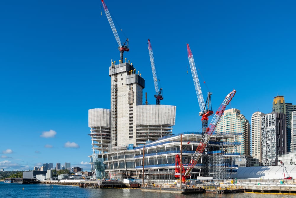 Crown Casino complex in Barangaroo, Sydney under construction