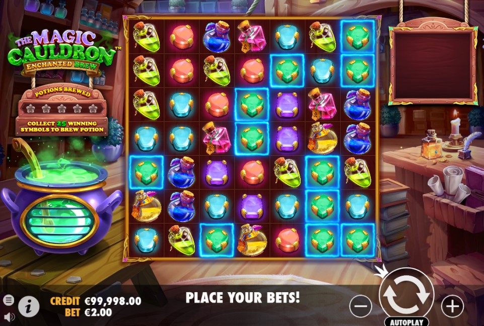 The Magic Cauldron: Enchanted Brew slot reels by Pragmatic Play